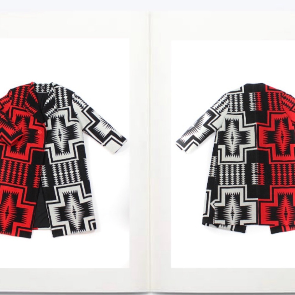 Rare Emme Studio Pendleton Red and Black Geometric Coat NWOT - Picture 3 of 16